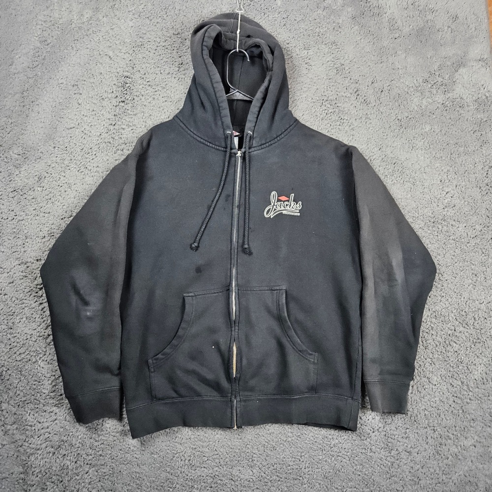 Jacks Surfboards Large Full Zip Hoodie Sweatshirt‎ Black Surf Skate Men's